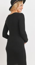 Load image into Gallery viewer, Bailey Black Long Sleeve Knit Sweater Dress
